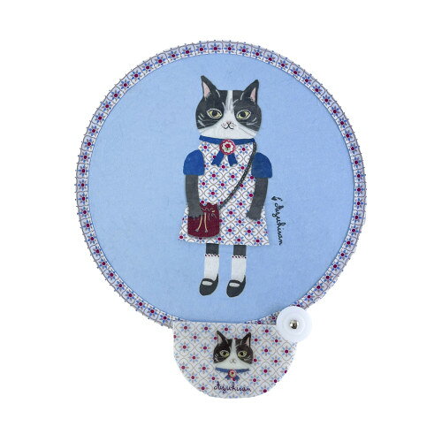 Rakuten - KUSUGURU JAPAN クスグルジャパン 猫、猫雑貨くるりんうちわ パーラーすずらん堂 あずきさん柄