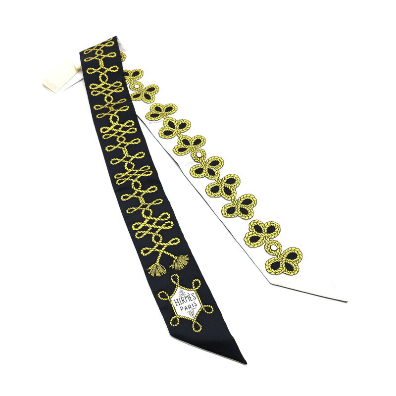 【楠本質店/元住吉】未使用品　エルメス/HERMES　ツイリー　スカーフ　飾緒とブランデンブルク飾り 黒 ..