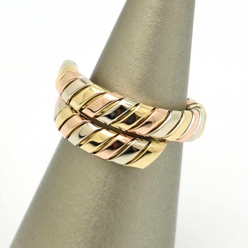 【楠本質店/元住吉】ブルガリ K18スリーカラー トゥボガス リング 約18号【中古】