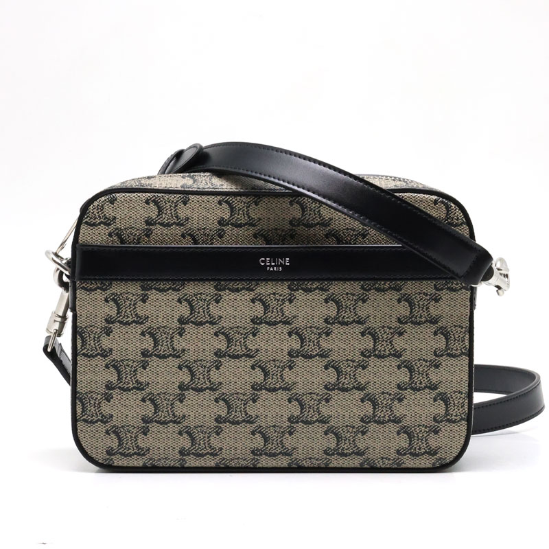 【楠本質店/元住吉】新品 セリーヌ/CELINE スモールメッセンジャー ショルダーバッグ トリオンフ&カーフ ベージュ/シルバー金具 箱付【中古】