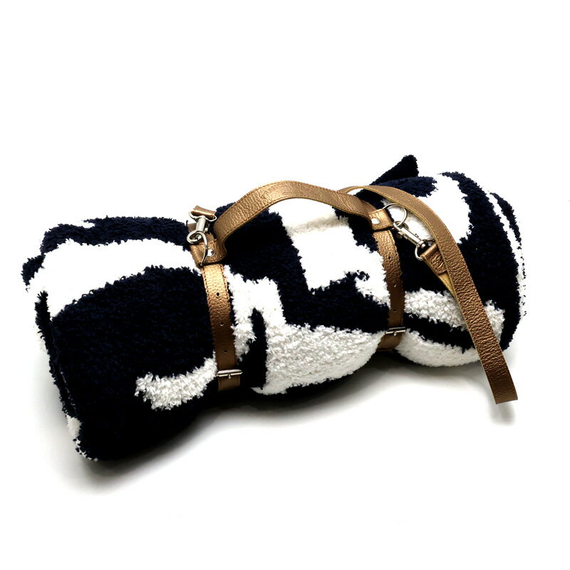 【楠本質店/元住吉】フランクミュラー x カシウェア　コラボ　ハーフ　ブランケット　ネイビー x ホワイト　85cm×110cm　ホルダー付き【中古】のサムネイル