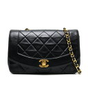 【楠本質店/元住吉】シャネル/CHANEL ダイアナフラップ チェーンショルダー マトラッセ ラムスキン ターンロック ブラック/ゴールド金具 レディース バッ...