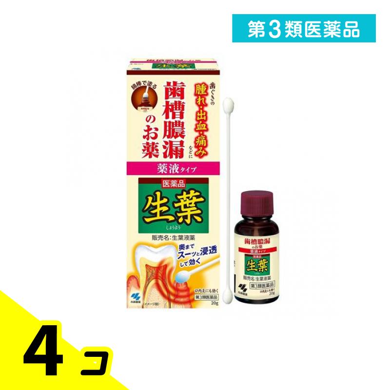 第3類医薬品 生葉(しょうよう)液薬 薬液タイプ 20g+綿棒(約15cm)30本 60回分 4個セット