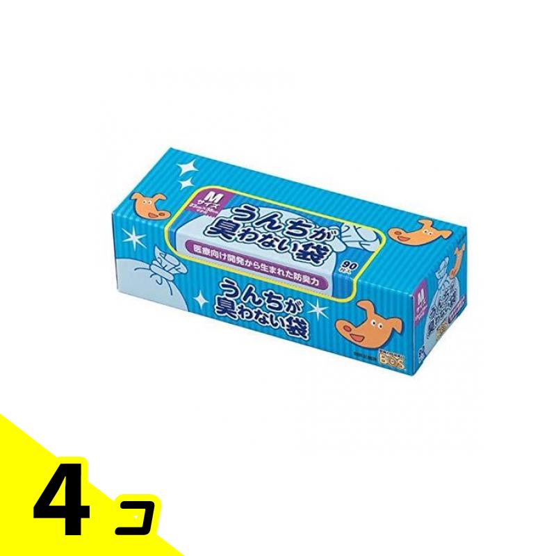 うんちが臭わない袋 BOS(ボス) イヌ用 Mサイズ マチ付 90枚入 (箱型) 4個セット