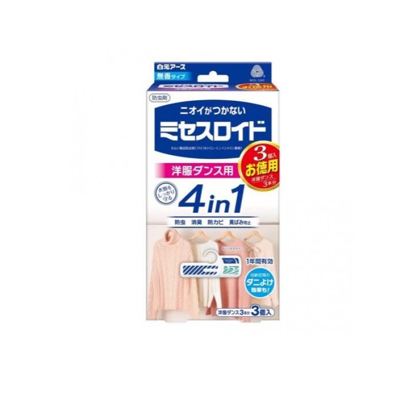 ミセスロイド 洋服ダンス用 1年防虫 無香タイプ 3個入 (お徳用)