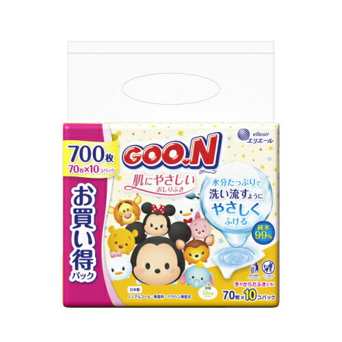 エリエール グ~ン 肌にやさしいおしりふき 詰替用 70枚×10個入り×4個 エリエール グ~ン 肌にやさしいおしりふき 詰替用 70枚×10個入り×4個