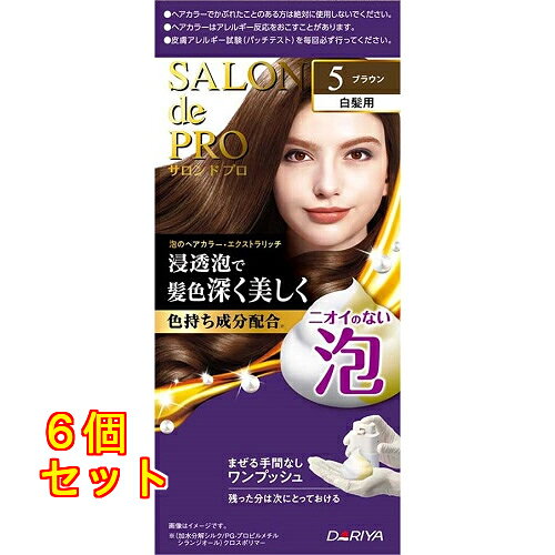 サロンドプロ 泡のヘアカラー エクストラリッチ（白髪用）ブラウン×6個