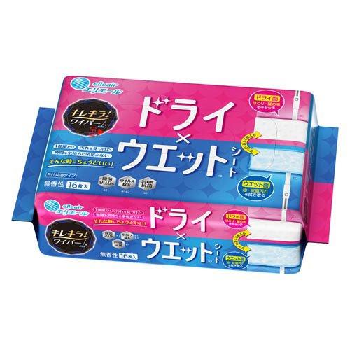 エリエール キレキラ！ワイパー ドライ×ウエットシート 16枚入