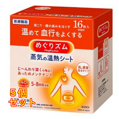 めぐりズム 蒸気の温熱シート 16枚入×5個