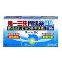 ※商品リニューアル等によりパッケージ及び容量は変更となる場合があります。ご了承ください。 名称 第一三共胃腸薬錠剤s　190錠 内容量 190錠 使用方法・用法及び使用上の注意 ●してはいけないこと（守らないと現在の症状が悪化したり、副作用が起こりやすくなります）1．次の人は服用しないで下さい。　透析療法を受けている人2．長期連用しないで下さい。●相談すること1．次の人は服用前に医師、薬剤師又は登録販売者に相談して下さい。（1）医師の治療を受けている人（2）薬などによりアレルギー症状を起こしたことがある人（3）次の診断を受けた人　腎臓病2．服用後、次の症状があらわれた場合は副作用の可能性がありますので、直ちに服用を中止し、この文書を持って医師、薬剤師又は登録販売者に相談して下さい。　関係部位：皮膚　症状：発疹・発赤、かゆみ3．服用後、次の症状があらわれることがありますので、このような症状の持続又は増強が見られた場合には、服用を中止し、この文書を持って医師、薬剤師又は登録販売者に相談して下さい。　便秘、下痢4．2週間位服用しても症状がよくならない場合は服用を中止し、この文書を持って医師、薬剤師又は登録販売者に相談して下さい。 効能・効果 もたれ、食べ過ぎ、飲み過ぎ、胸つかえ、食欲不振、胸やけ、胃痛、胃酸過多、胃重、胃部不快感、げっぷ、消化不良、消化促進、胃弱、胃部・腹部膨満感、はきけ（むかつき、二日酔・悪酔のむかつき、悪心）、嘔吐 用法・用量 次の量を水又はお湯で服用して下さい。15歳以上：1回量3錠、1日服用回数3回食後に服用して下さい。11歳以上15歳未満：1回量2錠、1日服用回数3回食後に服用して下さい。11歳未満：服用しないで下さい。（1）用法・用量を厳守して下さい。（2）11歳以上の小児に服用させる場合には、保護者の指導監督のもとに服用させて下さい。 成分・分量 9錠中タカヂアスターゼN1・・・150mgリパーゼAP12・・・60mgアカメガシワエキス・・・63mgカンゾウ末・・・150mgケイ酸アルミン酸マグネシウム・・・1200mg合成ヒドロタルサイト・・・450mg水酸化マグネシウム・・・600mgオウバク末・・・105mgケイヒ末・・・225mgウイキョウ末・・・60mgチョウジ末・・・30mgショウキョウ末・・・75mgl‐メントール・・・9mg 保管および取扱い上の注意 （1）直射日光の当たらない湿気の少ない涼しい所に密栓して保管して下さい。（2）小児の手の届かない所に保管して下さい。（3）他の容器に入れ替えないで下さい。（誤用の原因になったり品質が変わり ます）（4）ぬれた手で取り扱わないで下さい。水分が錠剤につくと、表面が一部溶けて、変色又は色むらを生じることがあります。また、ぬれた錠剤をビンに戻すと他の錠剤にも影響を与えますので、戻さないで下さい。（5）ビンの中の詰め物は輸送中の錠剤破損防止用ですので、開封後は捨てて 下さい。（6）表示の使用期限を過ぎた製品は使用しないで下さい。 原材料 医薬品に関しては特別な表記の無い限り、1年以上の使用期限のものを販売しております。1年以内のものに関しては使用期限を記載します。 発売元、製造元、輸入元又は販売元、消費者相談窓口 第一三共ヘルスケア株式会社　お客様相談室電話　0120‐337‐336受付時間　9：00～17：00（土、日、祝日を除く) 広告文責　株式会社クスリのアオキ