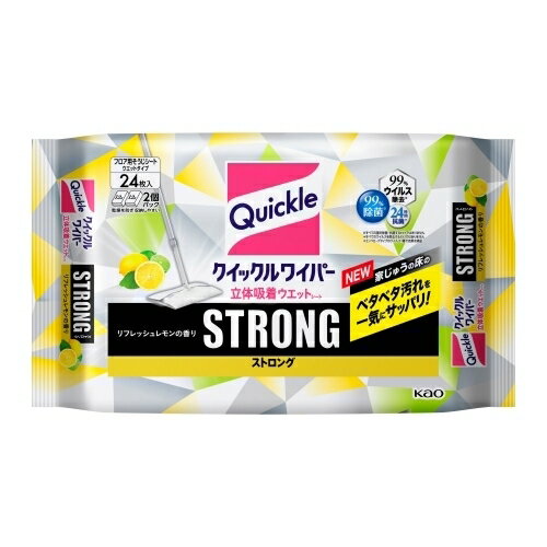 花王 クイックルワイパー 立体吸着ウエットシート ストロング リフレッシュレモン 24枚 49013