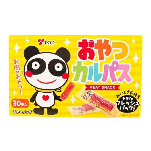 3個セット6個セット9個セット12個セット24個セット※商品リニューアル等によりパッケージ及び容量は変更となる場合があります。ご了承ください。 名称 ヤガイ おやつカルパスBOX 102g 内容量 102g 成分・分量 エネルギー：481kcalたんぱく質：22.7g脂質：39.2g炭水化物：9.5g−糖質：9.0g−食物繊維：0.5g食塩相当量：3.9g 原材料 鶏肉（国産）、豚脂肪、結着材料（粗ゼラチン、でん粉）、糖類（麦芽糖、砂糖）、食塩、豚コラーゲン、香辛料、豚肉／調味料（アミノ酸等）、リン酸塩（Na）、pH調整剤、酸化防止剤（V．C）、くん液、発色剤（亜硝酸Na）、（一部に牛肉・鶏肉・豚肉・ゼラチンを含む） 賞味期限 基本的には、仕入れ先から納品されたものを出荷しておりますので、特段期限の短いものを出荷することはございません。 発売元、製造元、輸入元又は販売元、消費者相談窓口 株式会社ヤガイTEL:023-643-7735 原産国 日本 広告文責　株式会社クスリのアオキ,,