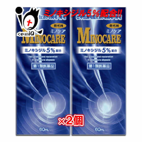 【第1類医薬品】ミノケア　60mL×2個セット【廣昌堂】ミノキシジル5％配合 壮年性脱毛症における発毛、育毛及び脱毛（抜け毛予防）進行予防に 増毛 発毛促進 AGA 髪質 頭皮ケア 塗り薬 増やす 生える 効く おすすめ まとめ買い