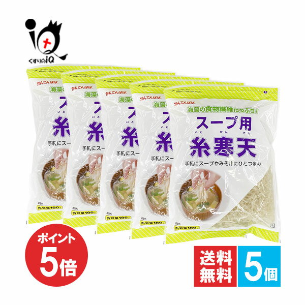 【1日限定ポイント5倍】かんてんぱぱ スープ用糸寒天 100g×5個セット【伊那食品工業】海藻の食物繊維たっぷり！手軽にスープやみそ汁にひとつまみ 糸寒天 寒天 スープ用寒天 サラダ用寒天 海藻 紅藻類 食物繊維