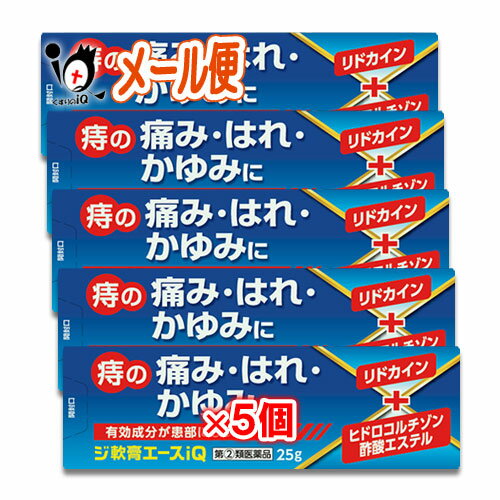 【指定第2類医薬品】ジ軟膏エースiQ 25g×5個セット【中央製薬】痔疾用薬 痔の痛み・はれ・かゆみに オシリアと同じ成分配合 痔の薬 切れ痔 きれ痔 裂肛 いぼ痔 イボ痔 痔核 塗り薬 外用薬 市販薬 ジェネリック