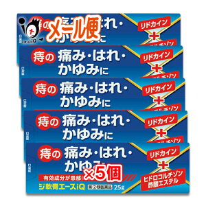 【指定第2類医薬品】ジ軟膏エースiQ 25g×5個セット【中央製薬】痔疾用薬 痔の痛み・はれ・かゆみに オシリアと同じ成分配合 痔の薬 切れ痔 きれ痔 裂肛 いぼ痔 イボ痔 痔核 塗り薬 外用薬 市販薬 ジェネリック