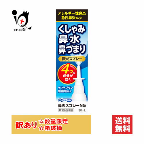 訳アリ【第2類医薬品】★鼻炎スプレーNS 30mL【中央製薬】【箱にキズ有 箱破損】鼻炎用点鼻薬 ナザールスプレーと同じ成分配合 花粉症 くしゃみ 鼻みず 鼻づまり 急性鼻炎 アレルギー性鼻炎 副鼻腔炎 ハウスダスト ほこり ジェネリック 効く おすすめ