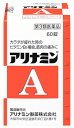 お買い上げいただける個数は5個までです リニューアルに伴いパッケージ・内容等予告なく変更する場合がございます。予めご了承ください。 名　称 アリナミンA 内容量 60錠 特　徴 ◆アリナミンAは、吸収にすぐれたビタミンB1誘導体フルスルチアミンを配合し、毎日の生活の中で感じる、カラダが「だるい」「重い」といった疲れにすぐれた効果をあらわします。 ◆補酵素（コエンザイムA）となってエネルギーの産生に重要な働きをするパントテン酸カルシウムとフルスルチアミン、ビタミンB2、ビタミンB6を配合し、三大栄養素（脂質、タンパク質、糖質）を効率よくエネルギーに変える助けをするので、疲れたカラダにすぐれた効果をあらわします。 ◆服用しやすい黄色の糖衣錠です。 効能・効果 1　次の場合のビタミンB1の補給：肉体疲労時、妊娠・授乳期、病中病後の体力低下時。 2　次の諸症状※の緩和：筋肉痛・関節痛（腰痛、肩こり、五十肩など）、神経痛、手足のしびれ、便秘、眼精疲労。 3　脚気※ 「ただし、これらの症状※について、1ヵ月ほど使用しても改善がみられない場合は、医師または薬剤師に相談すること。」 用法・用量 次の量を、食後すぐに水またはお湯で、かまずに服用すること。 年齢・・・1回量・・・1日服用回数 15歳以上・・・1〜3錠・・・1回 11歳〜14歳・・・1〜2錠・・・1回 7歳〜10歳・・・1錠・・・1回 7歳未満・・・服用しない ●用法・用量に関連する注意（1）小児に服用させる場合には、保護者の指導監督のもとに服用させること。 （2）用法・用量を厳守すること。 成分・分量 3錠（15歳以上の1日最大服用量）中 成分・・・分量 フルスルチアミン（ビタミンB1誘導体）として（フルスルチアミン塩酸塩・・・109.16mg）・・・100mg ピリドキシン塩酸塩（ビタミンB6）・・・20mg シアノコバラミン（ビタミンB12）・・・60μg リボフラビン（ビタミンB2）・・・12mg パントテン酸カルシウム・・・15mg 添加物：乳酸カルシウム水和物、部分アルファー化デンプン、ヒプロメロース、セルロース、乳糖水和物、ヒドロキシプロピルセルロース、ステアリン酸Mg、トウモロコシデンプン、エリスリトール、酸化チタン、アラビアゴム、炭酸Ca、タルク、白糖 ●成分に関連する注意 本剤の服用により尿が黄色くなることがありますが、リボフラビンによるものなので心配ありません。 区　分 医薬品/商品区分：第3類医薬品/ビタミンB1製剤/日本製 ご注意 【使用上の注意】 ●相談すること 1．服用後、次の症状があらわれた場合は副作用の可能性があるので、直ちに服用を中止し、この文書を持って医師、薬剤師または登録販売者に相談すること ［関係部位：症状］ 皮膚：発疹・発赤、かゆみ 消化器：吐き気・嘔吐、口内炎 2．服用後、次の症状があらわれることがあるので、このような症状の持続または増強が見られた場合には、服用を中止し、この文書を持って医師、薬剤師または登録販売者に相談すること 軟便、下痢 3．1ヵ月位服用しても症状がよくならない場合は服用を中止し、この文書を持って医師、薬剤師または登録販売者に相談すること 【保管及び取扱い上の注意】（1）直射日光の当たらない湿気の少ない涼しい所に密栓し、箱に入れて保管すること。 （2）小児の手の届かない所に保管すること。 （3）他の容器に入れ替えないこと（誤用の原因になったり品質が変わる）。 （4）ビンの中の詰め物は、フタをあけた後はすてること（詰め物を再びビンに入れると湿気を含み品質が変わるもとになる。詰め物は、輸送中に錠剤が破損するのを防止するためのものである）。 （5）服用のつどビンのフタをしっかりしめること（吸湿し品質が変わる）。 （6）使用期限を過ぎた製品は服用しないこと。 （7）箱とビンの「開封年月日」記入欄に、ビンを開封した日付を記入すること。 （8）一度開封した後は、品質保持の点から開封日より6ヵ月以内を目安になるべくすみやかに服用すること。 ◆本品記載の使用法・使用上の注意をよくお読みの上ご使用下さい。 製造販売元 アリナミン製薬株式会社　大阪市中央区道修町四丁目1番1号 お問合せ アリナミン製薬株式会社　「お客様相談室」 電話：フリーダイヤル　0120-567-087　受付時間：9：00〜17：00（土、日、祝日を除く） 広告文責 株式会社ツルハグループマーチャンダイジング カスタマーセンター　0852-53-0680 JANコード：4987123145374