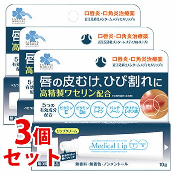 《セット販売》　くらしリズム メンタームメディカルリップn (10g)×3個セット 口唇炎 口角炎治療薬 無香料 無着色 ノンメントール リップクリーム