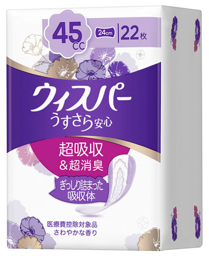 P&G ウィスパー うすさら安心 快適の中量用 45cc (22枚) 女性用 尿とりパッド 尿ケアパッド　【P＆G】　【医療費控除対象品】