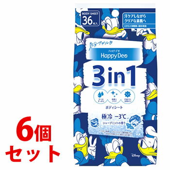 《セット販売》　マンダム ハッピーデオ ボディシート 極冷 シャープミント (36枚)×6個セット 体用 デオドラントシート ディズニー disney