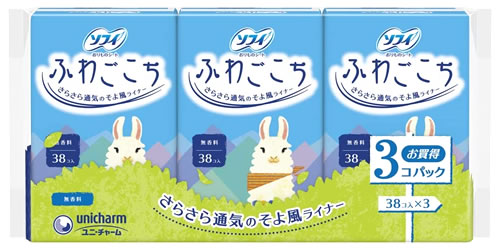 ユニチャーム ソフィ ふわごこち 無香料 14cm (38枚×3個) パンティライナー