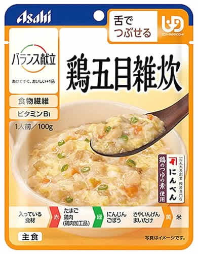 アサヒ バランス献立 鶏五目雑炊 (100g) 舌でつぶせる 介護食　※軽減税率対象商品