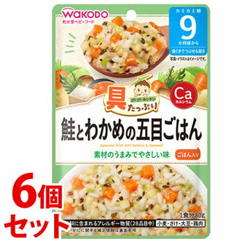 《セット販売》 和光堂 具たっぷりグーグーキッチン 鮭とわかめの五目ごはん (80g)×6個セット 9か月頃から ベビーフード 離乳食 ※軽減税率対象商品