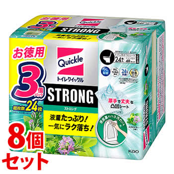 《セット販売》　花王 トイレクイックル ストロング エクストラハーブの香り つめかえ用 (24枚)×8個セット 詰め替え用　【送料無料】　【smtb-s】