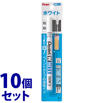 《セット販売》　ぺんてる ホワイト 油性マーカー 極細 X100W-SD (1本)×10個セット 白 油性ペン