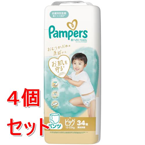 《セット販売》 P&G パンパース　肌いちパンツ　SJ　ビッグ　(34枚)×4個セット オムツ