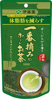 ☆BMIが高めの方の体脂肪を減らす！伊藤園 一番摘みのお～いお茶 1000 ゆたかみどりブレンド 100g×10個セット【機能性表示食品】