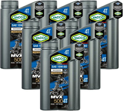 YACCO MVX 500 4T 15W-50、10W-40 ヤッコー・MVX 500 4スト用 ヤッコのバイク用エンジンオイル 1Lボトル×6本セット 1