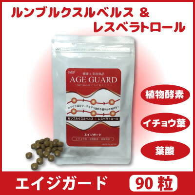 エイジガード AGE GUARD 90粒 ルンブルクスルベルス レスベラトロール ルンブルキナーゼ ポリフェノール イチョウ葉エキス 植物酵素 葉酸