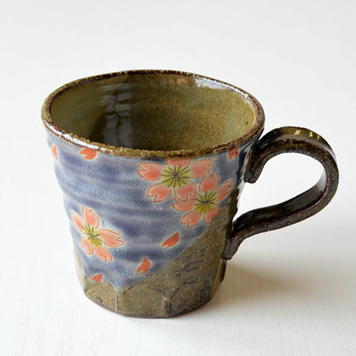 九谷焼 マグカップ 桜 岡田絹代作 おしゃれ 父の日 敬老の日 結婚祝い 贈り物 プレゼント 引き出物 金..