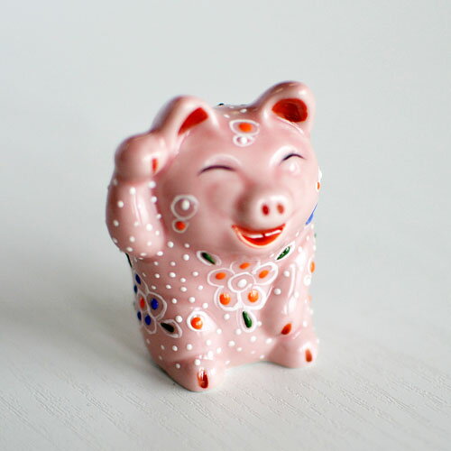 九谷焼 置物 幸運の招きブタ プレゼント 個人用 結婚祝い 贈り物 出産 内祝い 引き出物 金婚式 誕生日プレゼント 還暦祝い 古希 喜寿 米寿 退職祝い ラッピングのサムネイル