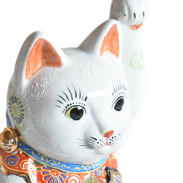九谷焼 小槌持ち 招き猫 置物 白盛(左手)(...の紹介画像2