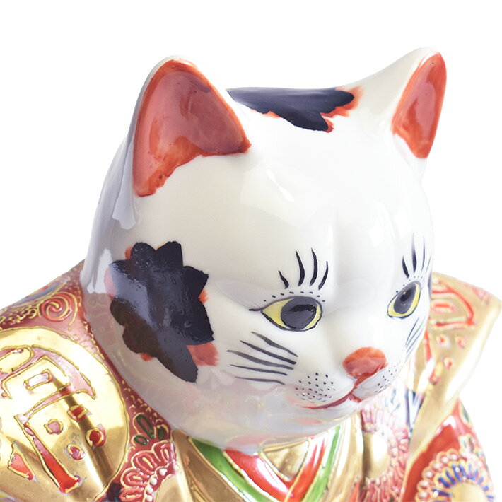 九谷焼 福助猫 オールドタイプ 置物 盛( おしゃれ 大 商売繁盛 開店祝い 猫好き 誕生日プレゼント 猫グッズ )