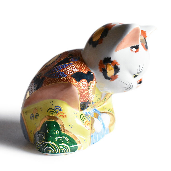 九谷焼 おじぎ福助猫 置物 盛 [2]