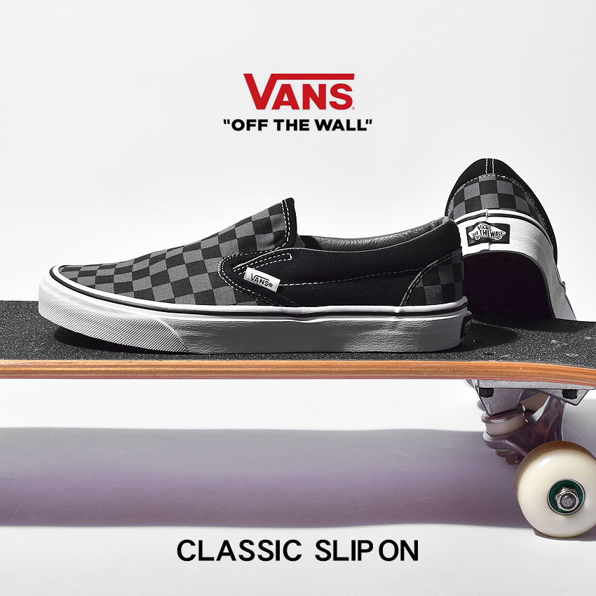 【週末セール開催！】 VANS スリッポン USA 企画 バンズ レディース メンズ チェッカーフラッグ クラシック グレー ブラック 黒 靴 シューズ ローカット スニーカー スケーター スケート ローテク カジュアル ストリート チェック柄 人気 ヴァンズ CLASSIC VN000EYEBPJ