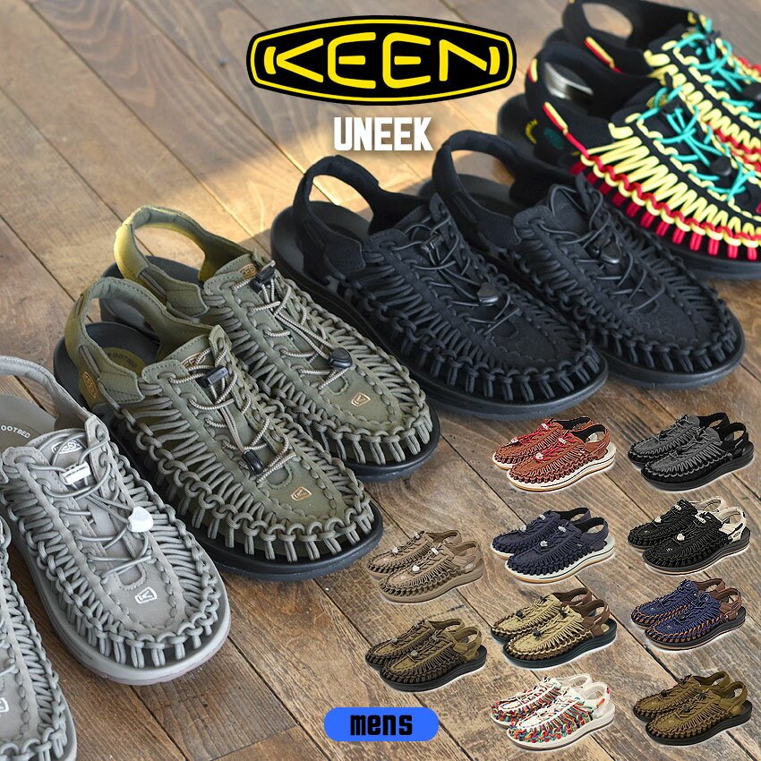 【月またぎセール開催】 KEEN キーン ユニーク サンダル メンズ ブラック ホワイト ネイビー ブルー グレー 黒 白 青 靴 シューズ スポーツサンダル キャンプ アウトドア カジュアル タウンユース シンプル スポーツ 軽量 夏 フェス レジャー 旅行 海 川 山 UNEEK