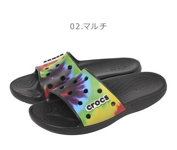 【クーポン有★オータムSALE開催】 クロックス レディース メンズ サンダル クラシック タイダイ グラフィック スライド ブラック ホワイト マルチ 黒 白 シャワーサンダル つっかけ カジュアル アウトドア レジャー フェス マルチカラー CROCS TIEDYE GRPHC SLIDE