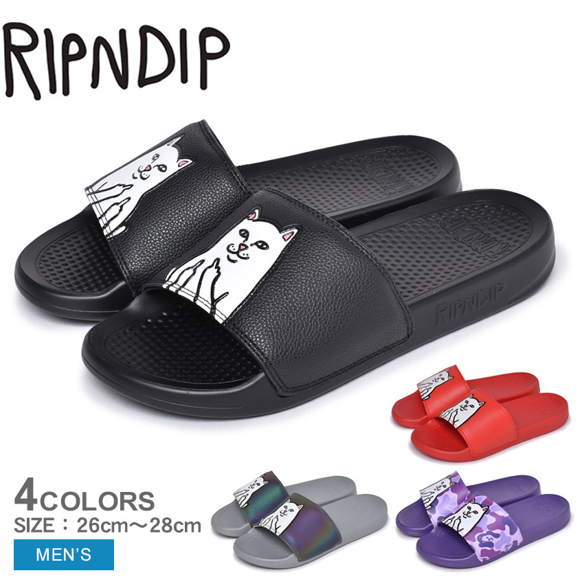 【50周年★記念セール開催】 RIPNDIP サンダル メンズ ブラック 黒 レッド 赤 パープル 紫 グレー サンダル シャワーサンダル スポーティー スポーツ 猫 かっこいい クール おしゃれ リップンディップ Lord Nermal Slides RND3102 RND1532 RND2163 RND3690E