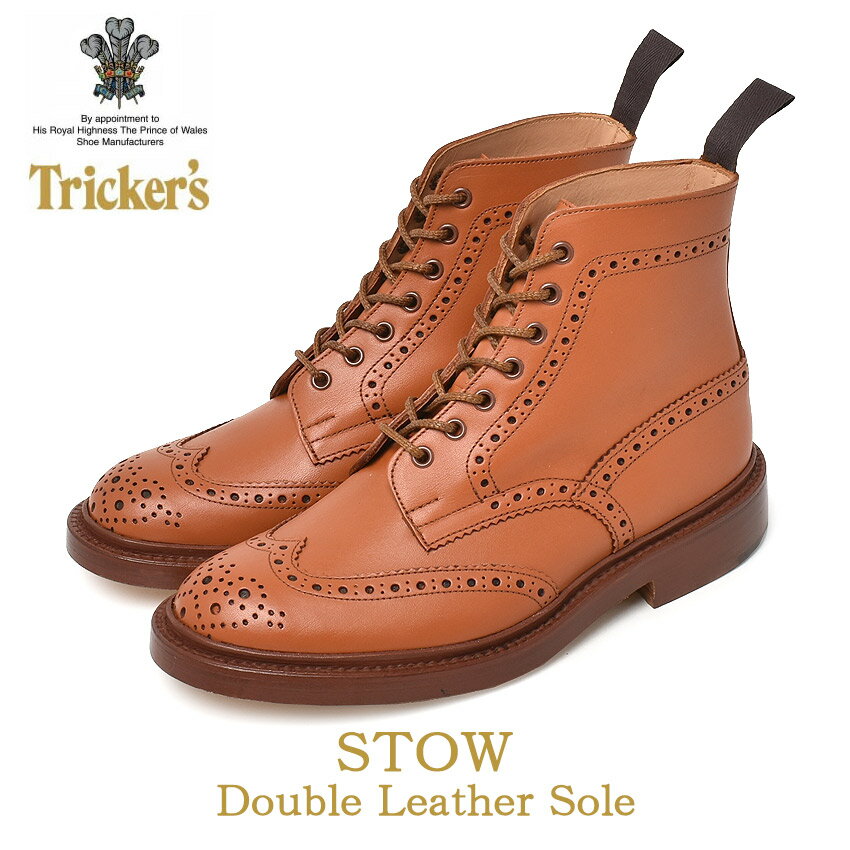 《アイテム名》 トリッカーズ ブーツ TRICKER’S メンズ ストウ 5634 《ブランドヒストリー》 英国ノーザンプトンで靴作りの名人ジョセフ・トリッカーが創業する。トリッカーズの靴は、ハンドメイド・ベンチメイドで現在も昔と変わらぬ手法と技を用いて作られており、もちろん最高級の素材のみを用いたトリッカーズ社の靴は丁寧に作られ、履き心地も抜群！由緒、伝統あるブランドです。 《アイテム説明》 トリッカーズより「STOW」です。“トリッカーズ”と言えば“カントリーコレクション”、“カントリーコレクション”と言えば“ブローグブーツ”と呼ばれるほどの同社を代表する超定番アイテム。独特でユーモラスな雰囲気と完成されたデザインが他の靴とは決定的に異なり愛着を持って履くことが出来ます。【point 1】ウィングチップのスタイルはトリッカーズの中でも代表的なモデル。 6インチのブーツもトリッカーズの中では定番とされています。 【point 2】グッドイヤーウェルテッド製法を採用している為、耐久性があり、水が染み込みにくく、履きこんでいくうちに靴が馴染んできます。 【point 3】当時から手作業での工程を大切にしている、トリッカーズならではのこだわりが今日においてもしっかりと表現されてます。 ■素材：天然皮革■ソール：ダブルレザーソール■フィッティング：5■製法：グッドイヤー・ウェルト■生産国：イングランドラスト：4497Sボリューム感のあるラウンドトーが特徴で、幅はやや狭め。 《カラー名/カラーコード/管理No.》 Cシェイドタン/56/"16312757" こちらの商品は、並行輸入により海外から輸入しております。製造・入荷時期により、細かい仕様の変更がある場合がございます。上記を予めご理解の上、お買い求め下さいませ。 関連ワード： 靴 レザー 本革 シューズ カジュアル カントリー ウイングチップ ダブルレザーソール おしゃれ 人気 date 2022/08/17 店内検索用：UK6.0(24.5cm) UK6.5(25cm) UK7.0(25.5cm) UK7.5(26cm) UK8.0(26.5cm) UK8.5(27cm) UK9.0(27.5cm) UK9.5(28cm)Item Spec ブランド TRICKER’S トリッカーズ アイテム ブーツ スタイルNo 5634 商品名 ストウ 性別 メンズ 原産国 England 他 素材 アッパー：天然皮革アウトソール：天然皮革 重量 片足：UK7.0（25.5cm） 約746g 商品特性1 この商品は天然皮革を使用しています。その為、シワ・キズ・汚れ等が散見されますが不良品ではございません。天然素材特有の質感、味わいをお楽しみ頂ければ幸いです。上質な革を使用している為、レザーの性質上、履きはじめは革が硬く、馴染むのに時間がかかります。履き馴らしの期間に余裕を持ってください。 商品特性2 商品によって付属品の内容が異なる場合が御座います。予めご了承の上、お買い求め下さい。 商品特性3 海外からの輸入商品となります為、輸送等の段階で靴箱に傷やへこみ、やぶれなどの損傷が生じている場合がございます。 着用時のサイズ感 細身、普通の方 1サイズ小さめ 甲高、幅広の方 標準サイズ 筒丈 約 15 cm ヒール高 約 3 cm 履き口周り 約 24 cm 足首周り 約 34 cm このシューズは足入れが大きめな作りになっています。 ※上記サイズ感は、スタッフが実際に同一の商品を着用した結果です。 スタッフ着用の為、個人差があります。参考としてご確認ください。 サイズについて詳しくはこちらをご覧下さい。 当店では、スタジオでストロボを使用して撮影しております。商品画像はできる限り実物を再現するよう心掛けておりますが、ご利用のモニターや環境等により、実際の色見と異なる場合がございます。ご理解の上、ご購入いただけますようお願いいたします。