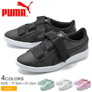 【クーポン配布！セール開催】 プーマ PUMA キッズスニーカー ビッキー リボン L サテン AC PS ローカットシューズ 靴 お出かけ 男の子 女の子 子供 ブラック ホワイト ピンク 黒 白 VICKY RIBBON L SATIN AC PS 369543 01 02 03 04