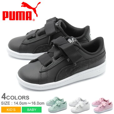 【クーポン配布！セール開催】 プーマ PUMA ベビー キッズ スニーカー ビッキー リボン L サテン AC INF ローカットシューズ 靴 お出かけ 男の子 女の子 子供 ブラック ホワイト ピンク 黒 白 VICKY RIBBON L SATIN AC INF 369544 01 02 03 04