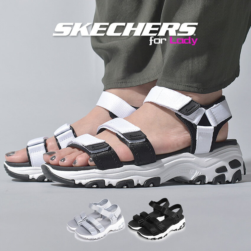 【アーリーサマーSALE開催！】SKECHERS サンダル スケッチャーズ ディライト フレッシュ キャッチ レディース 靴 ホワイト ブラック 白 黒 DLITE FRESH CATCH 31514 BLK GRY WBK