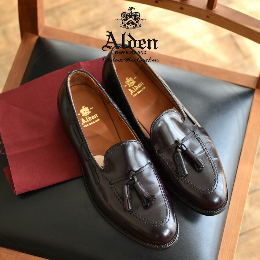 【スーパーSALE開催中！】 オールデン ALDEN コードバン ローファー タッセル モカシン メンズ シューズ トラディショナル ビジネス フォーマル 革靴 紳士靴 バーガンディー 茶色 TASSEL MOCCASIN 563 8