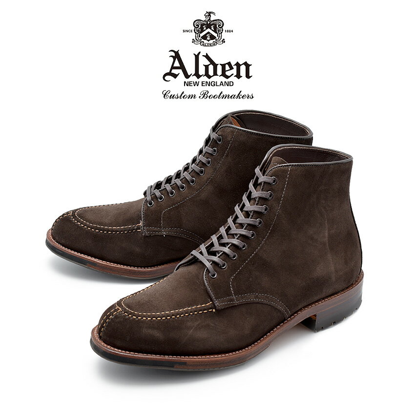 《アイテム名》 ALDEN オールデン ブーツ タンカーブーツ TANKER BOOT D5912C メンズ 紳士靴 革靴 スエード 茶 《ブランドヒストリー》 1884年、マサチューセッツ州ミドルボロウにて創立されたオールデンは、米国の靴文化を象徴するシューメーカーです。選りすぐられた最上級の素材を用い、コンフォータブルなフィット感を備えたそのシューズは、アメリカントラッドを語るうえで不可欠の存在。 1970年代には、特殊な形状の医療用矯正靴がファッションシーンでも高く評価され、素晴らしい履き心地とともに名声を世界へと広げました。履き心地に革新をもたらしたオールデンのシューズは、世界中の靴を愛する人々に、他に代え難い至高の存在として親しまれています。 《アイテム説明》 オールデンより「タンカーブーツ」です。不動の人気を誇るタンカーブーツ。シンプルなデザインでカジュアルからビジネスシーン、ドレッシーまで、様々なスタイルに合わせられる一足は持っておきたい万能ブーツ。足型は木型Barrie Last(バリーラスト)を採用しています。日本人の足なじみが抜群で快適な履き心地が長年楽しめます。アッパー部分にはカジュアルで、一際目を惹く上質なスエードレザーを採用。使い込むことで味わい深く、長くご愛用いただける一足です。 ■ワイズ：E■ラスト：バリー■シューズ袋付属 《カラー名/カラーコード/管理No.》 チョコレートブラウン/-/"16950070" こちらの商品は、並行輸入により海外から輸入しております。製造・入荷時期により、細かい仕様の変更がある場合がございます。上記を予めご理解の上、お買い求め下さいませ。 関連ワード： シューズ トラディショナル ビジネス フォーマル スウェ−ド 茶色 革靴 紳士靴 date 2019/05/09 店内検索用：US6.5(24.5cm) US7.0(25cm) US7.5(25.5cm) US8.0(26cm) US8.5(26.5cm) US9.0(27cm) US9.5(27.5cm) US10.0(28cm)Item Spec ブランド ALDEN オールデン アイテム ブーツ スタイルNo D5912C 商品名 タンカーブーツ 性別 メンズ 原産国 USA 他 素材 アッパー：天然皮革(スエード)アウトソール：天然皮革＋ラバー（コマンド） 重量 片足：US9.0(27cm) 約729g 商品特性1 こちらの商品はアッパー、アウトソールに天然皮革を使用しています。その為、シワ・キズ・汚れ等が散見されますが不良品ではございません。天然素材特有の質感、味わいをお楽しみ頂ければ幸いです。 着用時のサイズ感 細身、普通の方 -0.5 cm 甲高、幅広の方 +-0.0 cm 筒丈 約 12 cm ヒール高 約 3 cm 履き口周り 約 27 cm 足首周り 約 27 cm こちらのアイテムの足入れは大きめです。採寸・着用に使用したサイズ【US9.0(27cm)】 ※上記サイズ感は、スタッフが実際に同一の商品を着用した結果です。 スタッフ着用の為、個人差があります。参考としてご確認ください。 サイズについて詳しくはこちらをご覧下さい。 当店では、スタジオでストロボを使用して撮影しております。商品画像はできる限り実物を再現するよう心掛けておりますが、ご利用のモニターや環境等により、実際の色見と異なる場合がございます。ご理解の上、ご購入いただけますようお願いいたします。