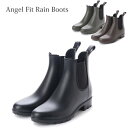 レインシューズ エンジェルフィット Angel FiT 18033 ブラック ダークブラウン【レインブーツ 防水 長靴 雨靴 レディ…